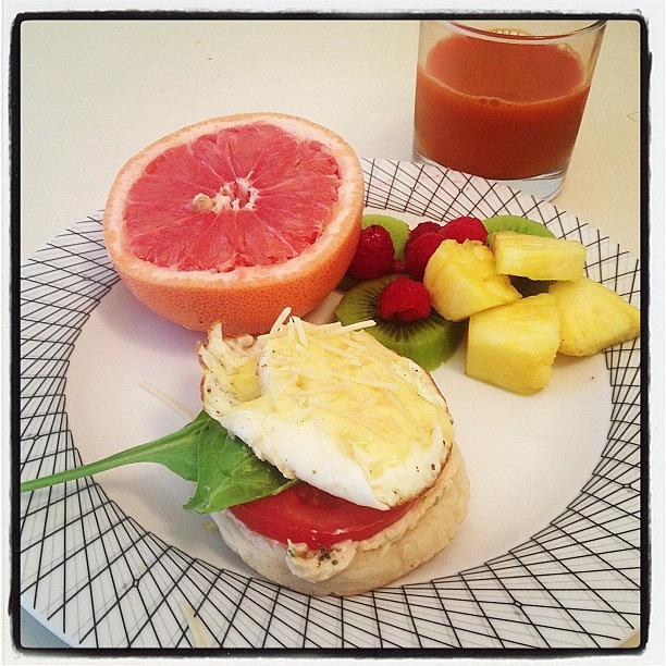 Interested Photograph - Eggsbenny On A Crumpet, Fruit, Carrot by Brian Bulemore