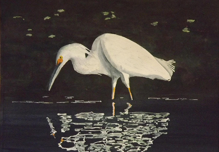 Egret Painting - Egret by Gary Thomas