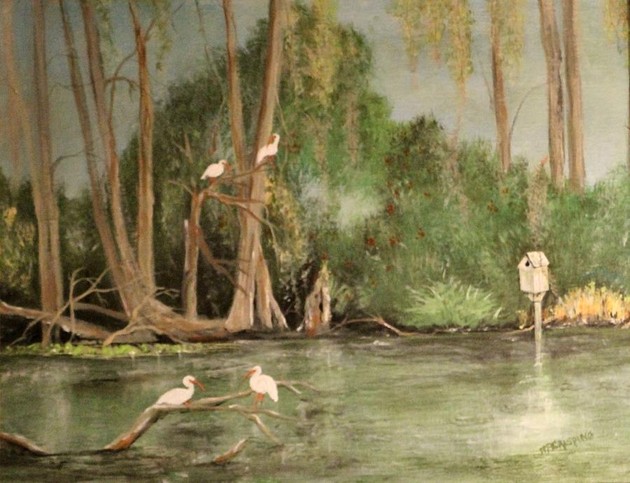Bird Painting - Egret Island Middle Lake by Marcia Crispino