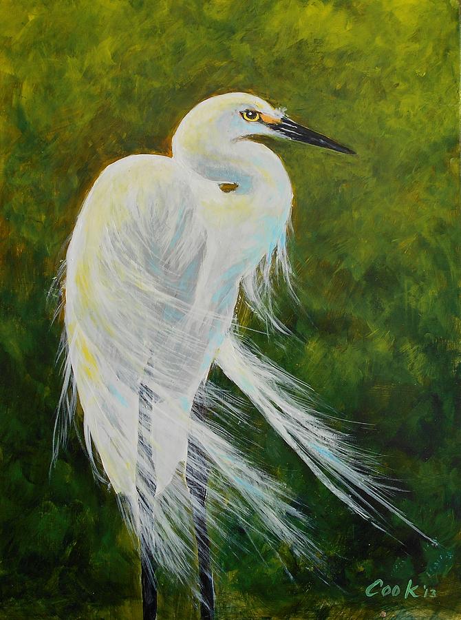 Egret Painting by Michael Cook
