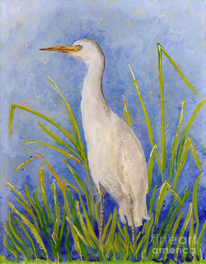 Wildlife Painting - Egret Morning by Anna Skaradzinska