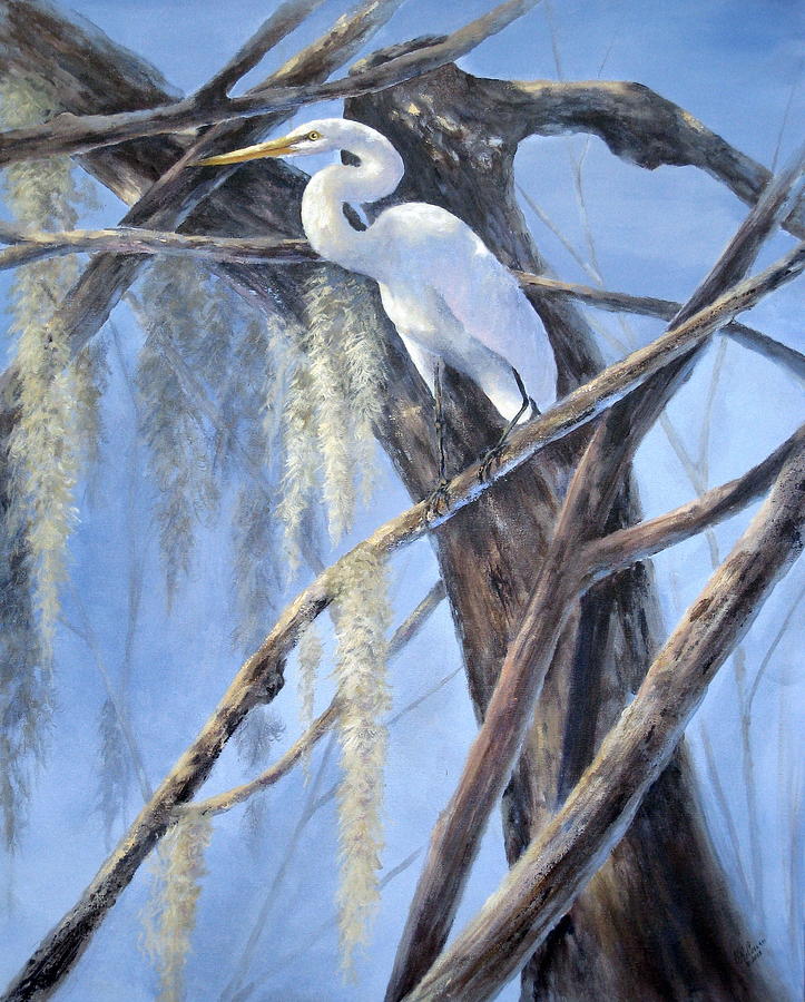 Egret Painting - Egret Perch by Mary McCullah