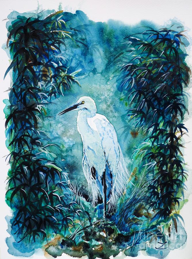 Egret Painting - Egret by Zaira Dzhaubaeva