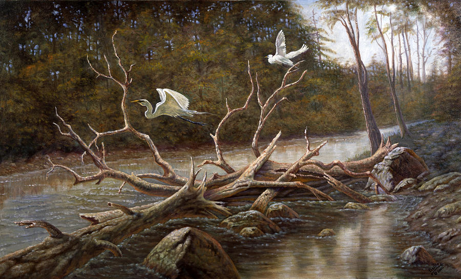 Paradise Painting - Egrets Paradise by Gregory Perillo