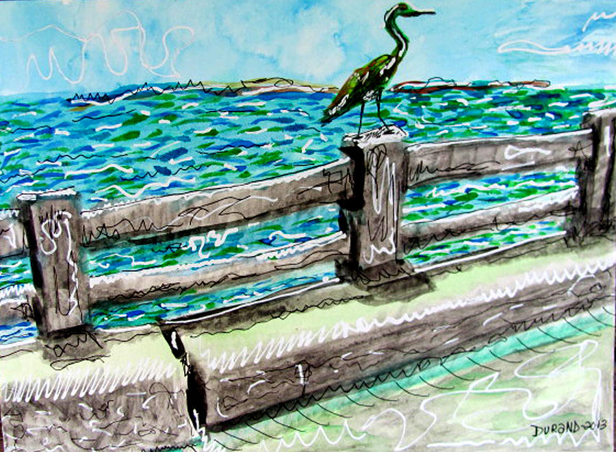 Egret Painting - Egret on the Bridge by Douglas Durand
