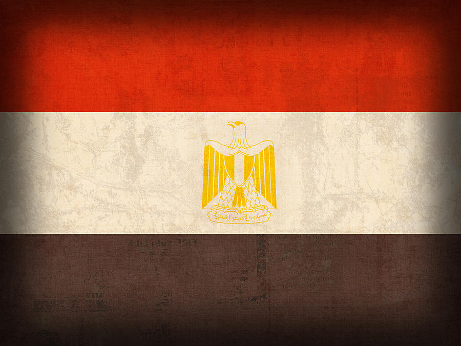 Egypt Flag Distressed Vintage Finish Mixed Media by Design Turnpike