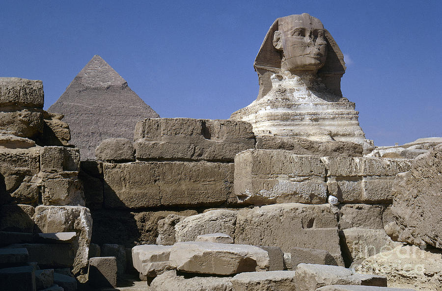 Egypt: Sphinx And Pyramid Photograph by Granger