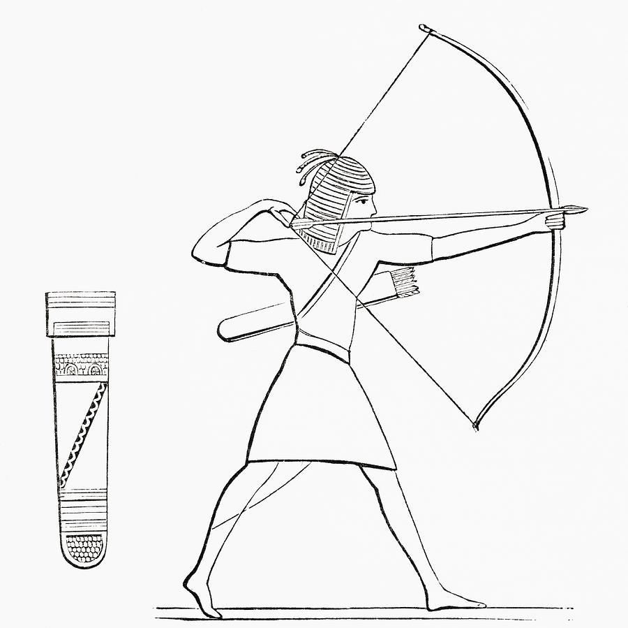 Ancient Photograph - Egyptian Archer And Quiver.  From The Imperial Bible Dictionary, Published 1889 by Bridgeman Images