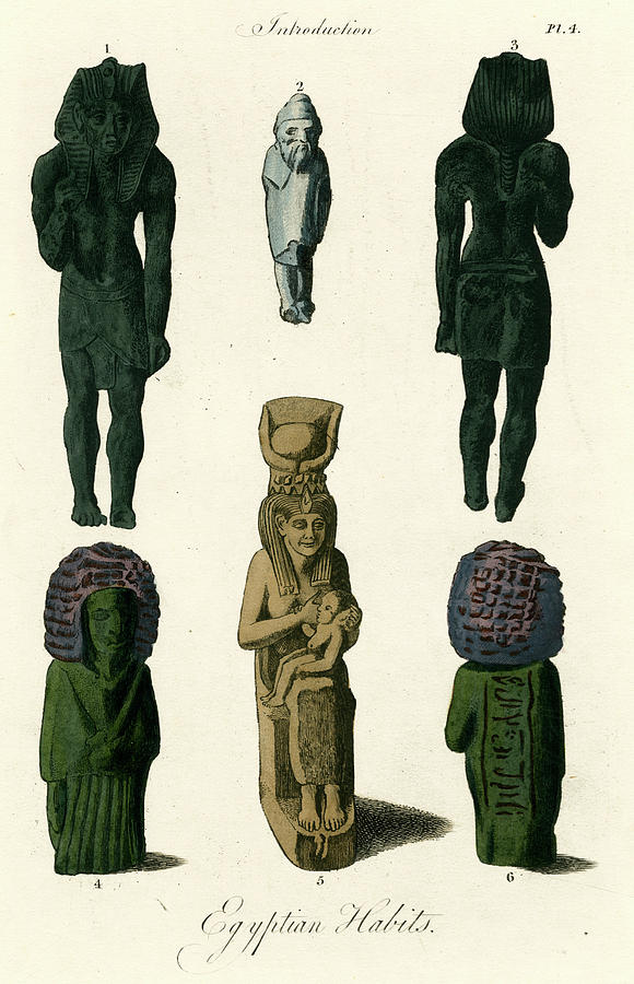 Egyptian Drawing - Egyptian Figurines          Date by Mary Evans Picture Library
