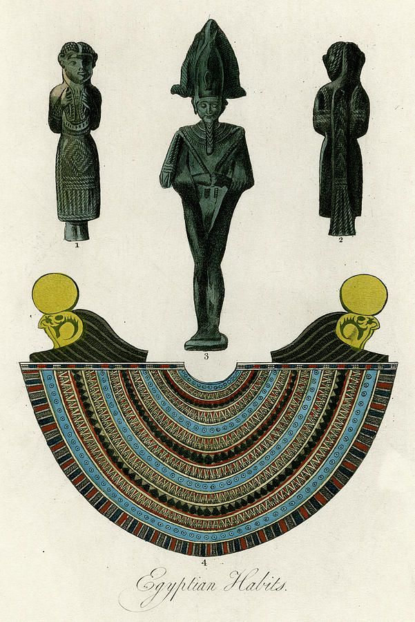 Necklace Drawing - Egyptian Figurines And Necklace by Mary Evans Picture Library