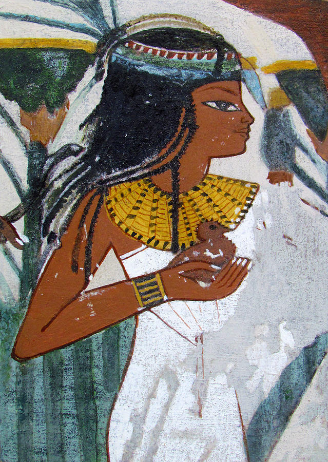 Egyptian Lady Painting - Egyptian Lady holding a Baby Chick by Ben  Morales-Correa