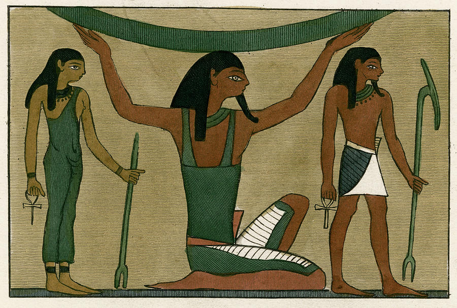 Egyptian Drawing - Egyptian Men And Women As  Depicted by Mary Evans Picture Library