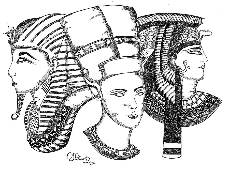 Egyptian Royalty Drawing by Carlos Santana Trott