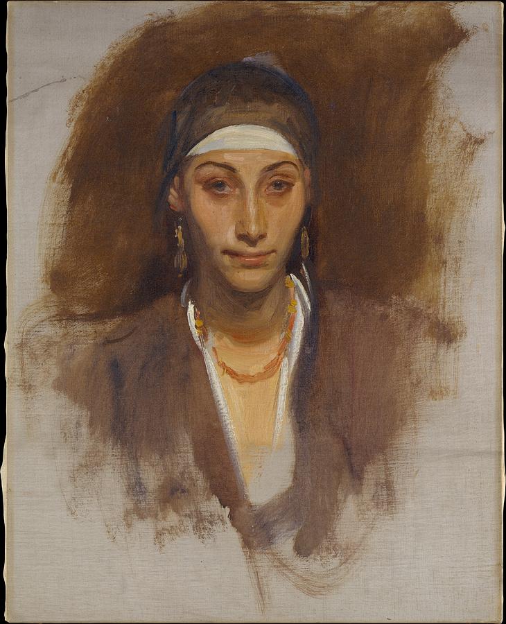 John Singer Sargent Painting - Egyptian Woman with Earrings by John Singer Sargent