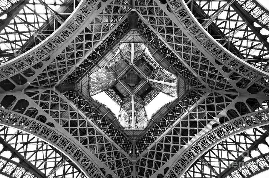 Eiffel tower abstract, view from below Photograph by Delphimages Paris Photography