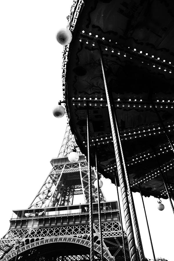 Paris Photograph - Eiffel and Ride in Mono by Georgia Clare