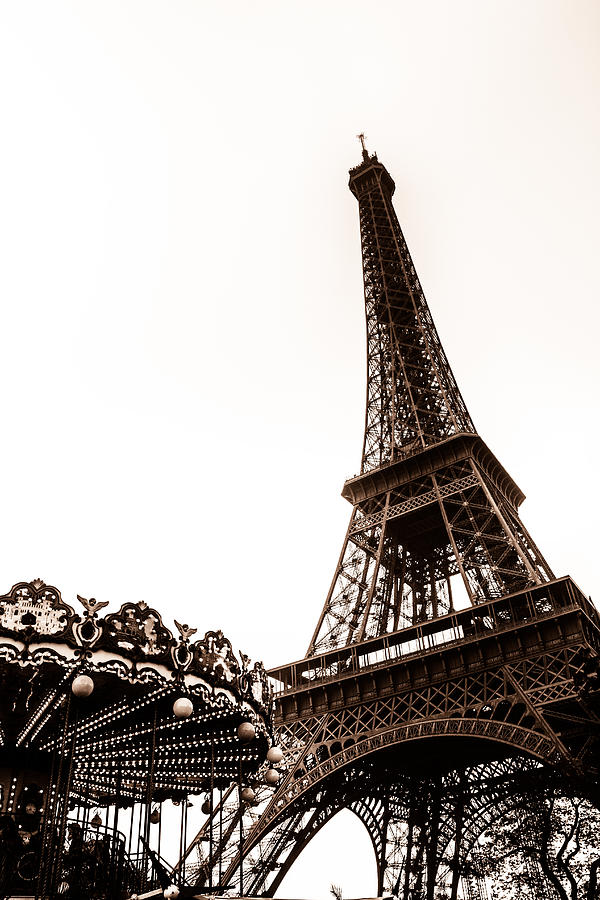Eiffel Carousel Toned Photograph by Georgia Clare