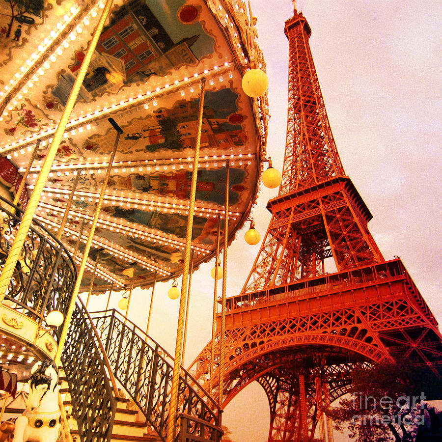 Eiffel Tower and Carrousel Filtered Photograph by Hermes Fine Art