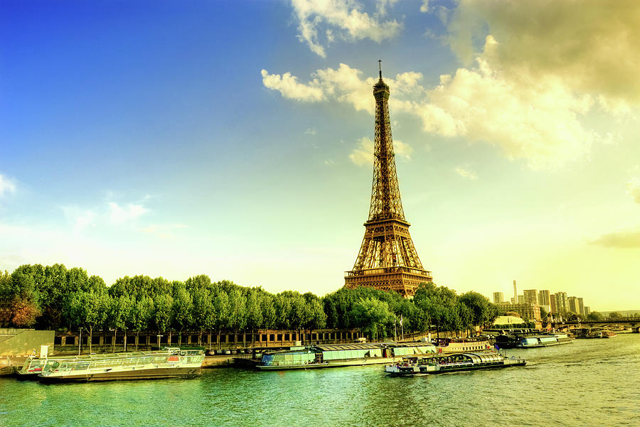 Eiffel Tower And Quay Seine River Photograph by Aleksandargeorgiev