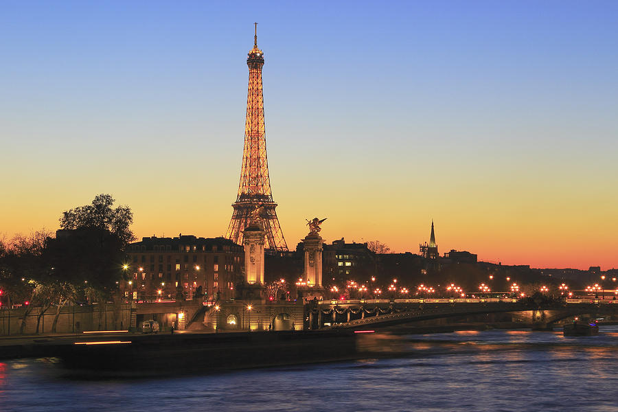 Eiffel Tower And Seine River At Sunset Paris France Photograph