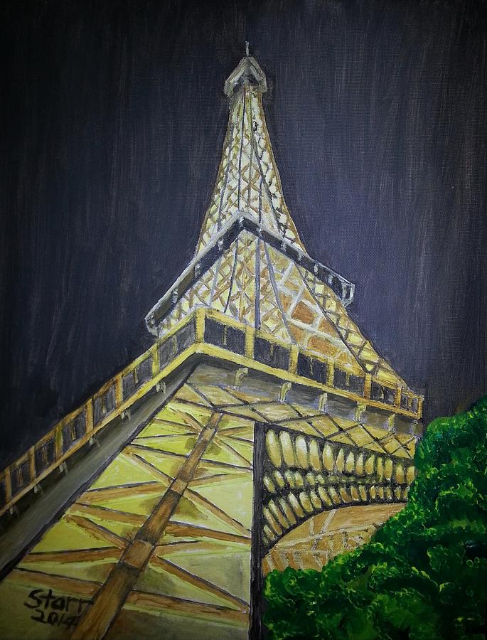 Eiffel Tower At Night Painting