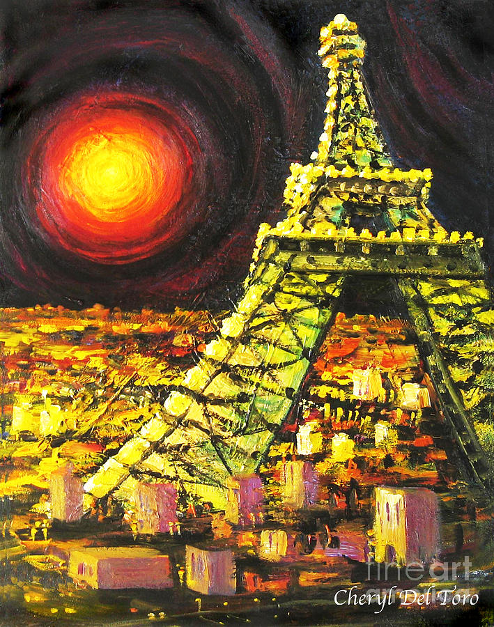 Eiffel Tower Painting by Cheryl Del Toro