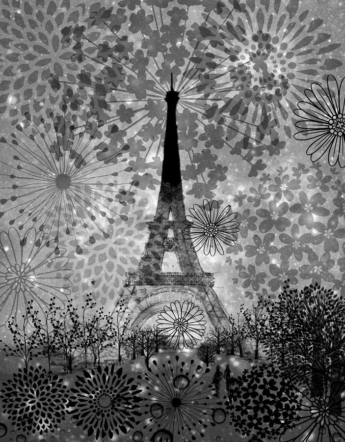Eiffel Tower Garden Painting by Alma Yamazaki