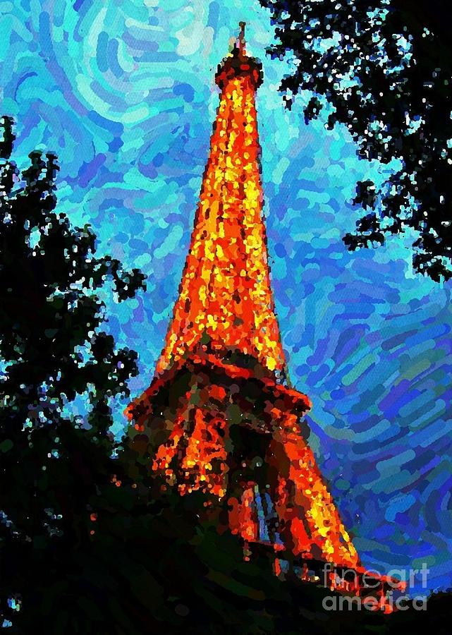 Eiffel Tower Impressionist Digital Art By John Malone