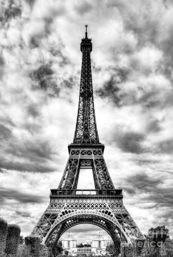 Eiffel Tower In Paris 3 BW Photograph by Mel Steinhauer