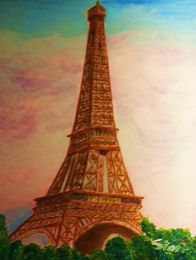 Paris Painting - Eiffel Tower In THe Clouds by Irving Starr
