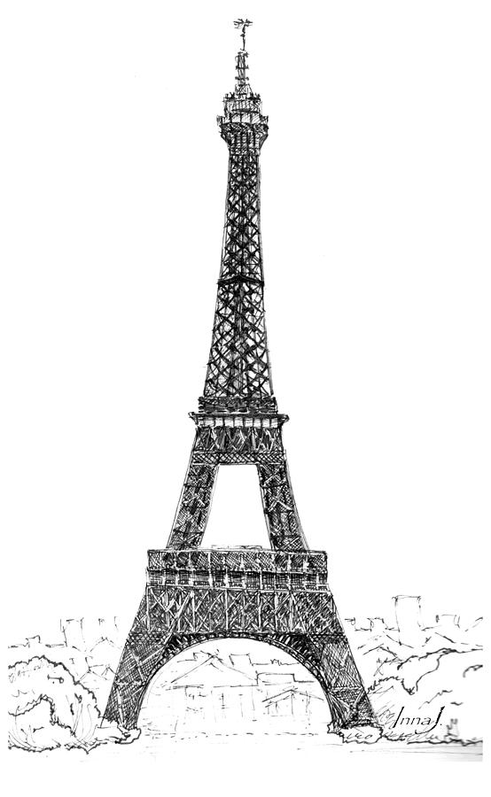Eiffel Tower Drawing by Inna J - Fine Art America