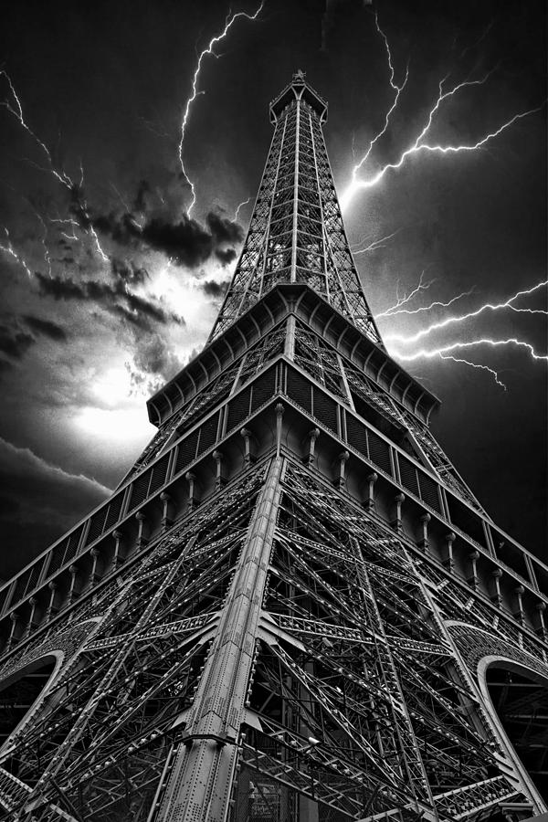 Eiffel Tower - Lightning Storm Photograph by Mike Marsden