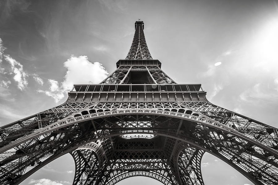Eiffel Tower Photograph - Eiffel Tower Paris in Black and White by Pierre Leclerc Photography