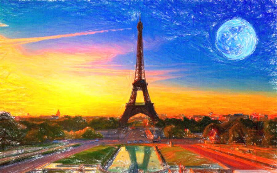 Eiffel tower Paris Painting by MotionAge Designs