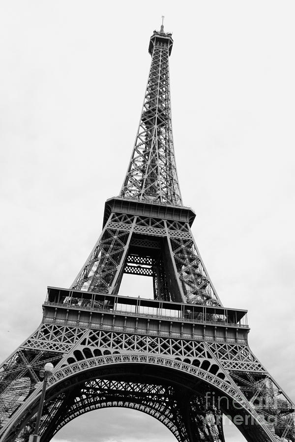 Black And White Photograph - Eiffel Tower Perspective - Black and White by Carol Groenen