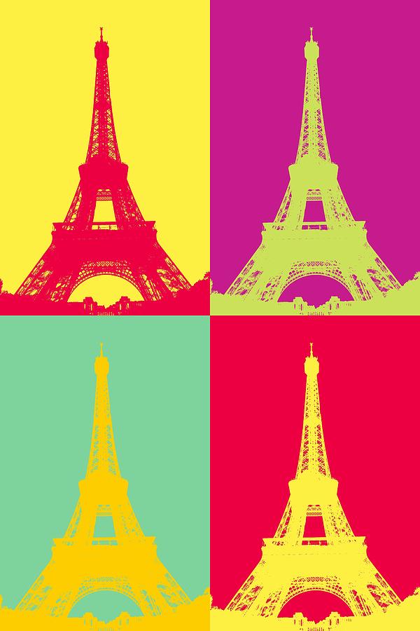 Eiffel Tower Pop Art Digital Art by Mike Marsden