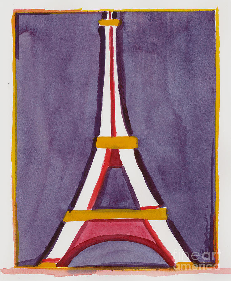 Eiffel Tower Purple Red Painting by Robyn Saunders