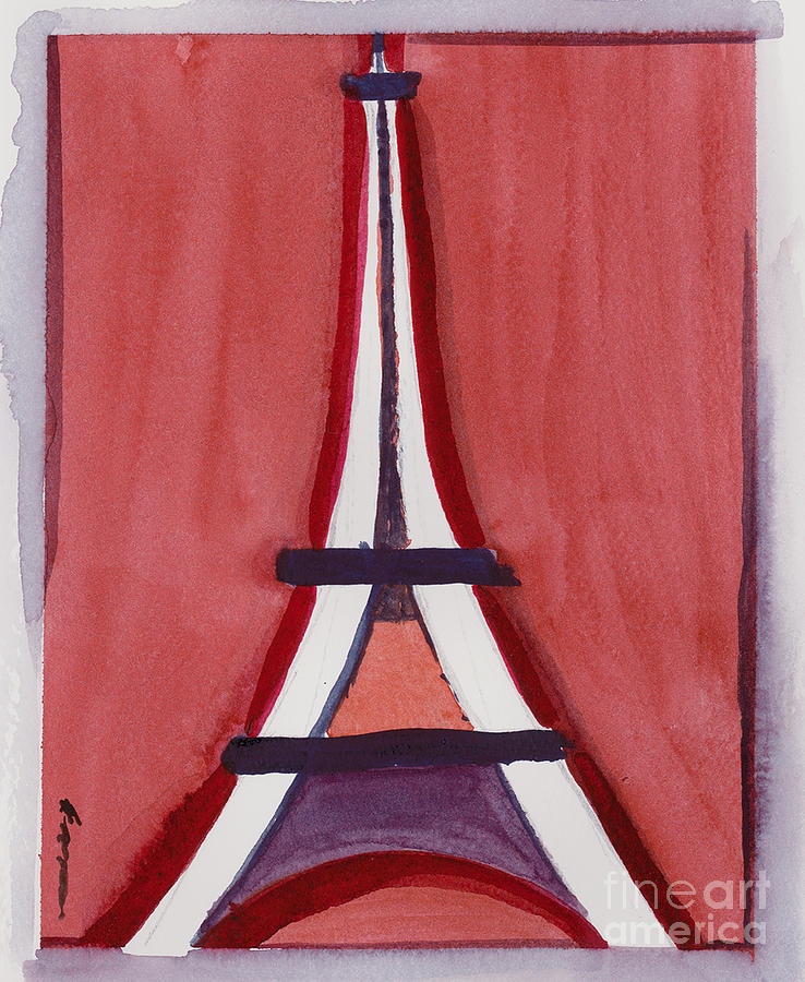 Eiffel Tower Red White Painting by Robyn Saunders