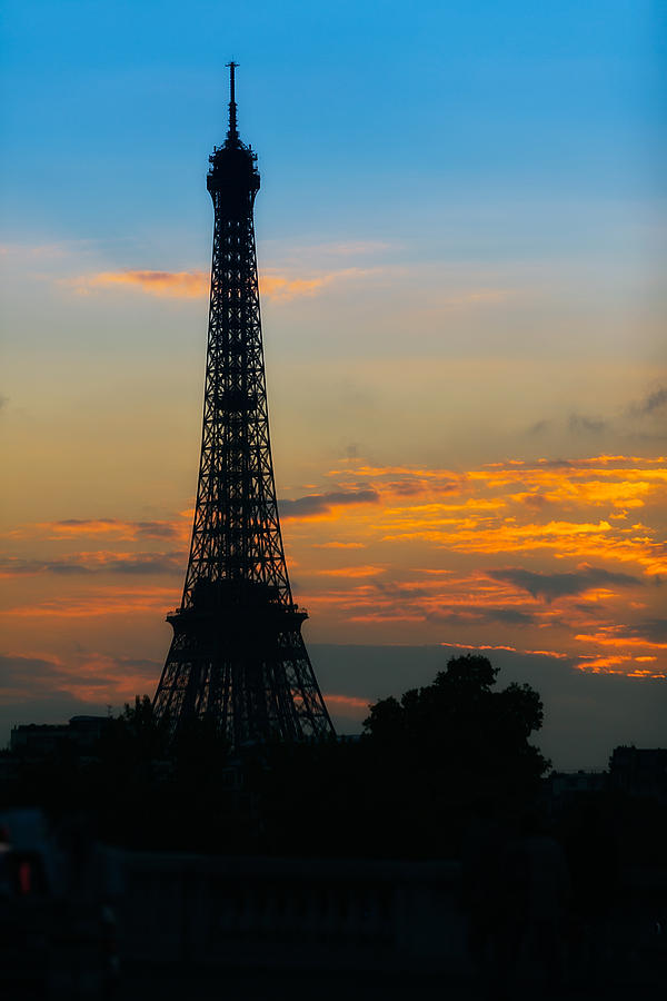 Eiffel Tower Sunset Portrait Photograph
