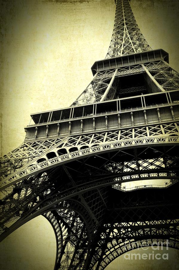 Eiffel Tower Textures in Sepia 2 Photograph by Carol Groenen
