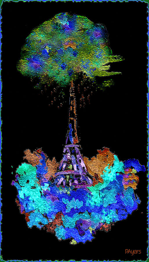 Eiffel Tower Topiary Painting by Paula Ayers