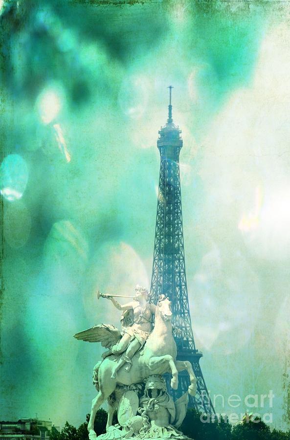Eiffel Tower with Blue Textures Photograph by Carol Groenen