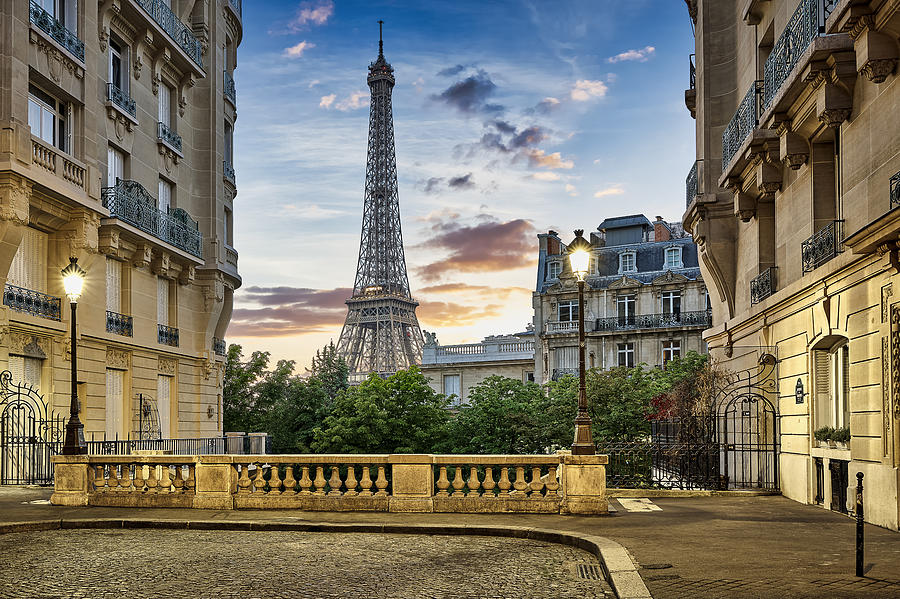 Eiffel Tower with Haussmann apartment Buildings in foreground, Paris, France Photograph by Harald Nachtmann