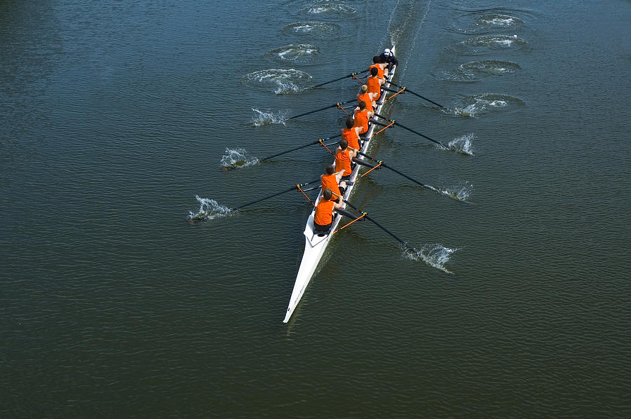 Eight Man Rowing Team - Teamwork Photograph by Leezsnow