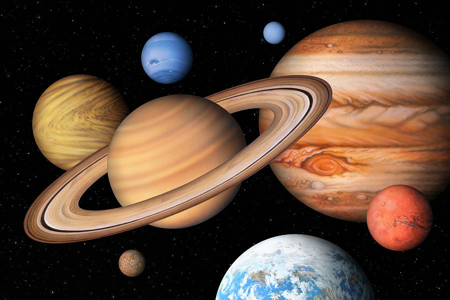 Space Photograph - Eight Solar System Planets by Lynette Cook/science Photo Library