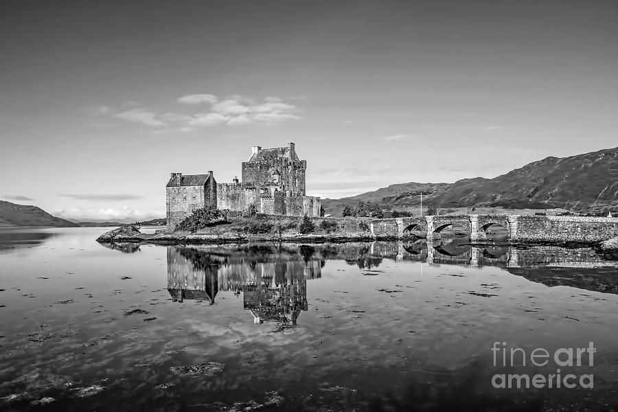 Eilean Donan Castle Black and White Photograph by Chris Thaxter