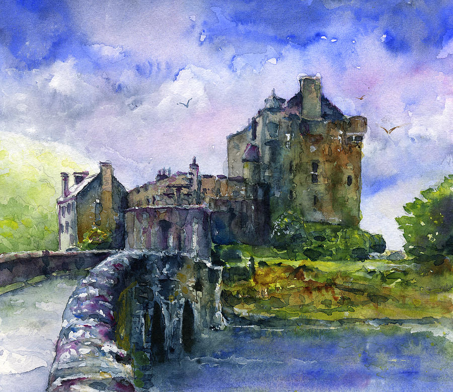 Castle Painting - Eilean Donan Castle Scotland by John D Benson