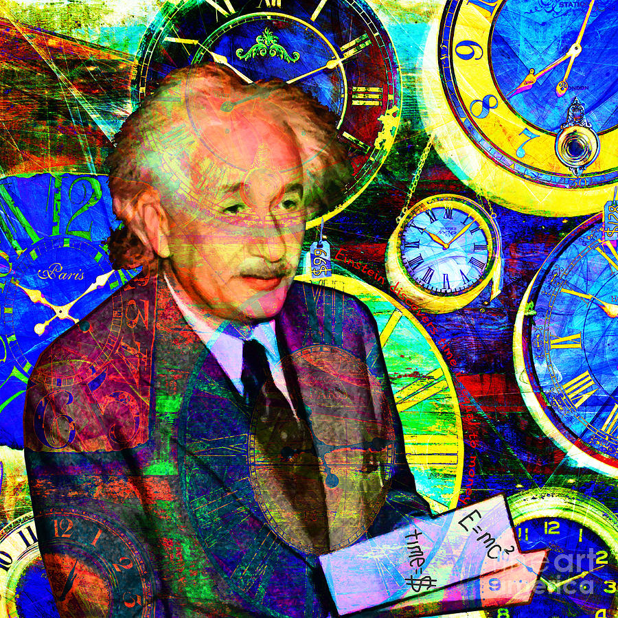 Einstein Discovers Time Is Equal To Money 5D24472 20140910 square Photograph by Wingsdomain Art and Photography