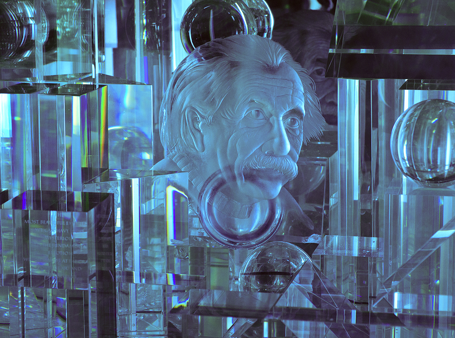 Albert Einstein Photograph - Einstein in Crystal - Blue by Christi Kraft