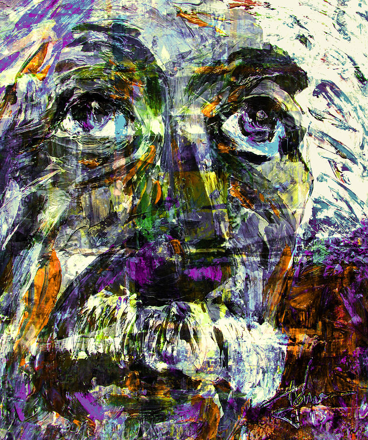 Einstein Portrait Mixed Media by Jim Vance